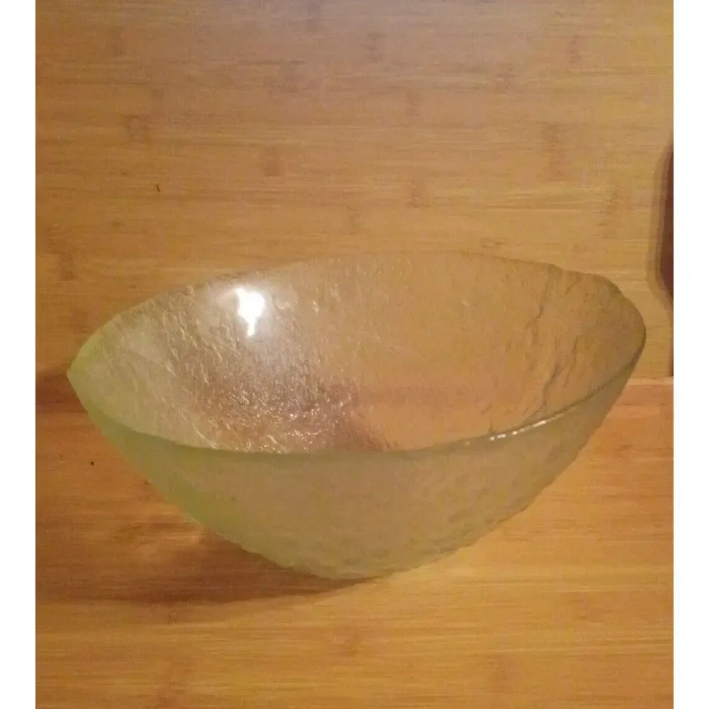 Vintage Crystal Glacier Ice‎ drip textured Round deep Serving bowl heavy clear